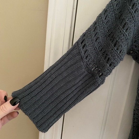 Nice Crochet Gray Cardigan Sweater - Picture 4 of 6